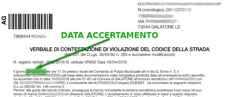 Immagine che descrive come recuperare la data